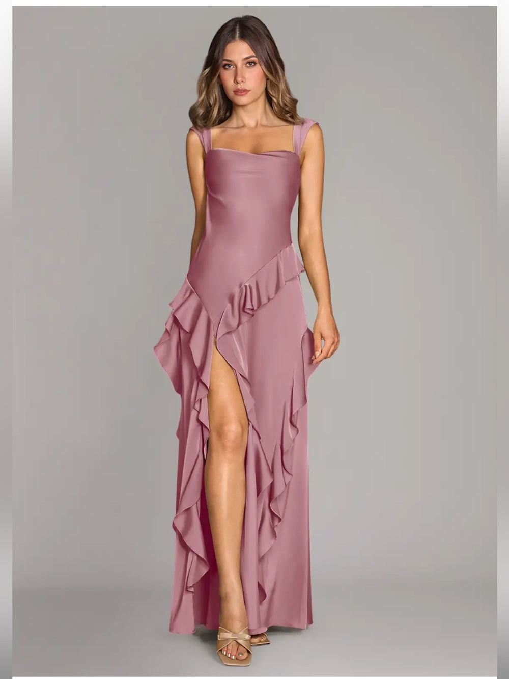 Azazie | Sloane Vintage Mauve Stretch Satin 10